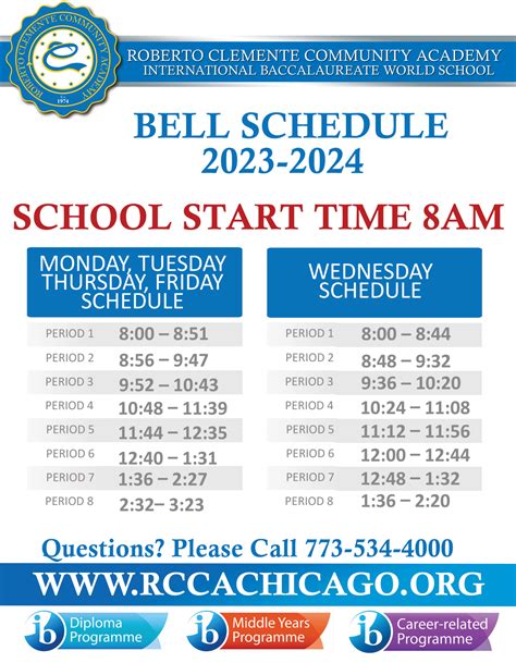 Student Bell Schedule - Roberto Clemente Community Academy