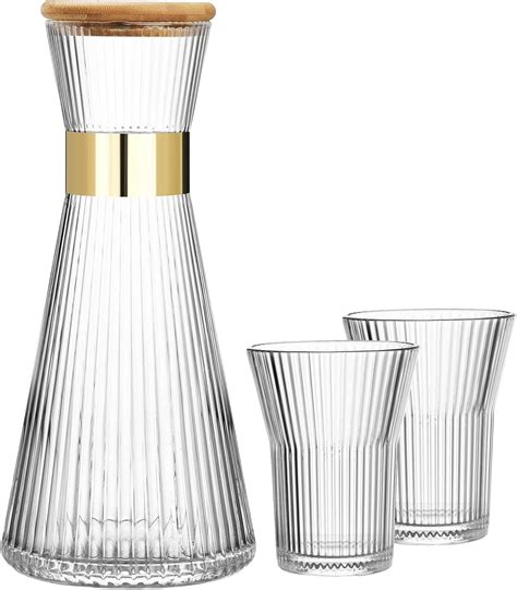 Amazon.com: ALINK 900ml Bedside Water Carafe with Bamboo Lid and Glass ...