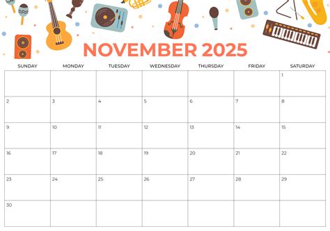 Music Lovers' May 2026: Free Blank Printable Calendar with Instrument ...