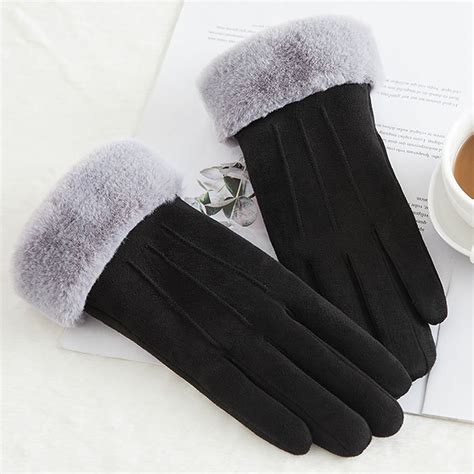 Women's Wool Touch Screen Gloves, Warm Faux Suede Fleece Lined Winter ...
