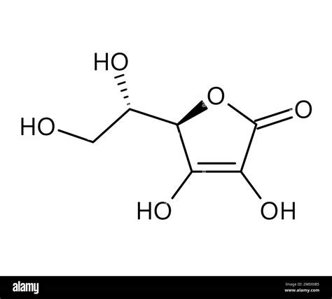 Vitamin C molecular structure. Vitamin C, ascorbic acid or ascorbate, found in fruits and ...