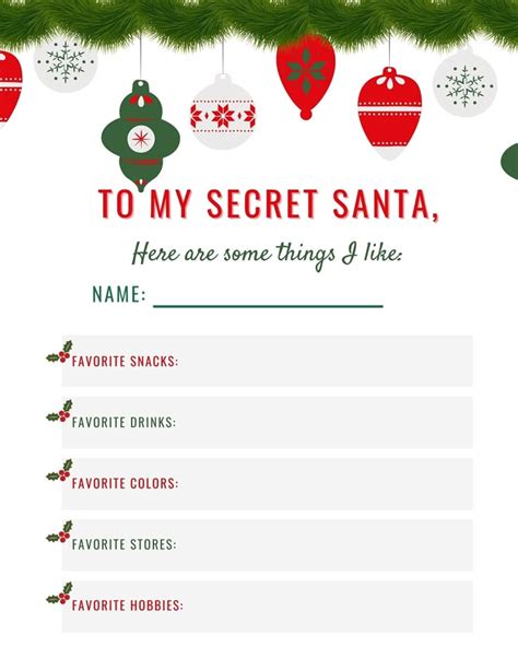 Secret Santa Template, Sign-up Sheet & Master Key - Etsy | Cadeau ...