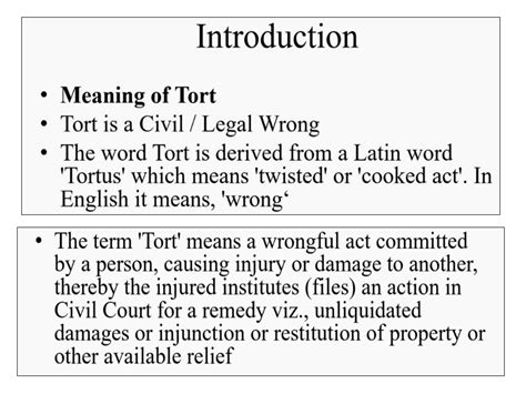 SOLUTION: Laws of torts - Studypool