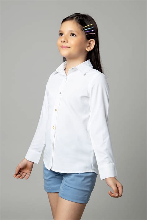 Plain White Spread Collar Casual Shirt For Girls – neofaa.com