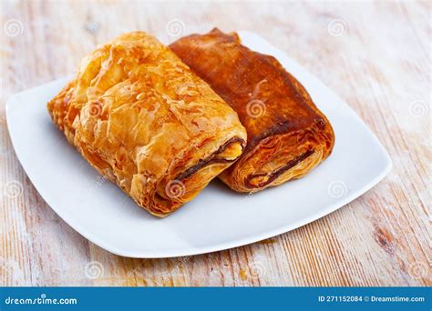Napolitana with Meat and Cheese, Spanish Pastry Stock Photo - Image of ...