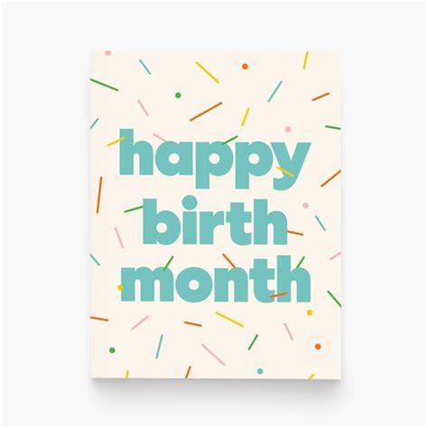 Happy Birth-month Greeting Card Colorful Confetti Birthday - Etsy