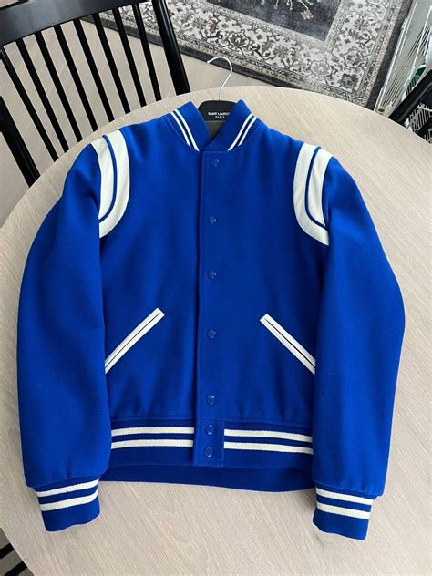 Saint Laurent Paris Saint Laurent Teddy Jacket Blue Majorelle | Varsity ...