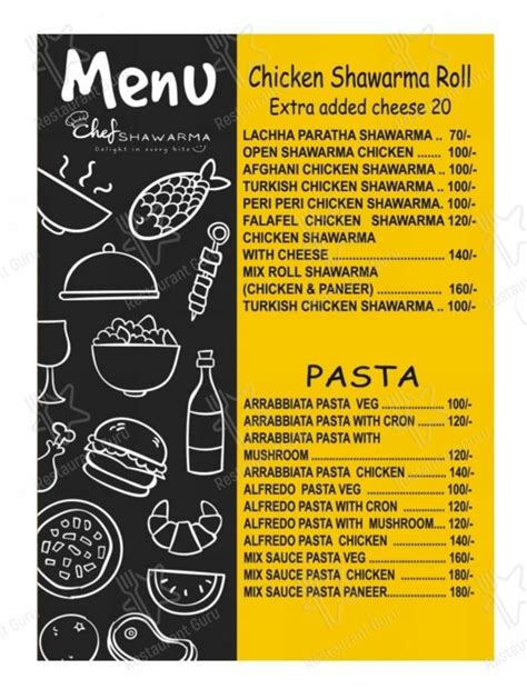 Menu at Chef shawarma, Cooch Behar