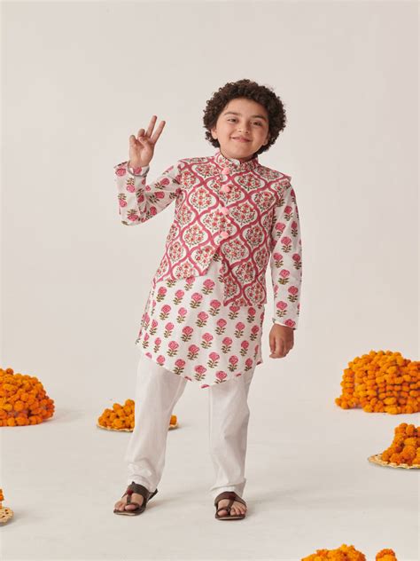 Shop Boys Floral Printed Regular Kurta With Pyjamas (KP-ROSE) Online