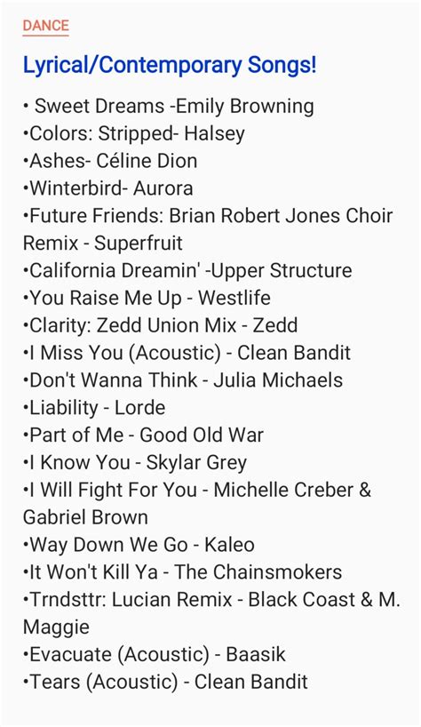 Contemporary lyrical dance songs - Asloeveryday