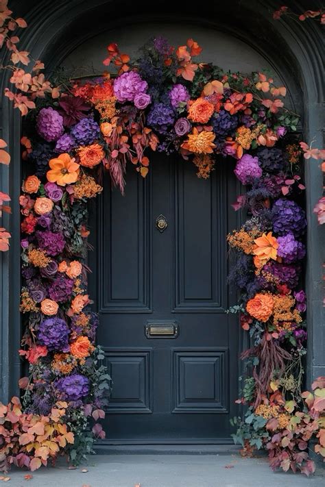 Front door decor autumn vibe purple orange flowers in 2025 | Herbst ...