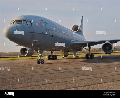 Lockheed TriStar, RAF tanker aircraft on the runway at Bruntingthorpe ...