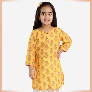 VASTRAMAY Girls' Mustard And Cream Linen Kurta And Patiala Set | Cotton ...