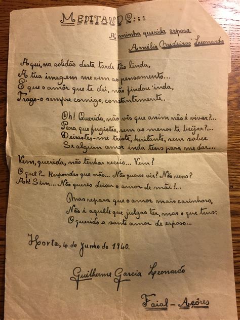 Poem from my grandfather to my grandmother (Portuguese, 1940) : r ...