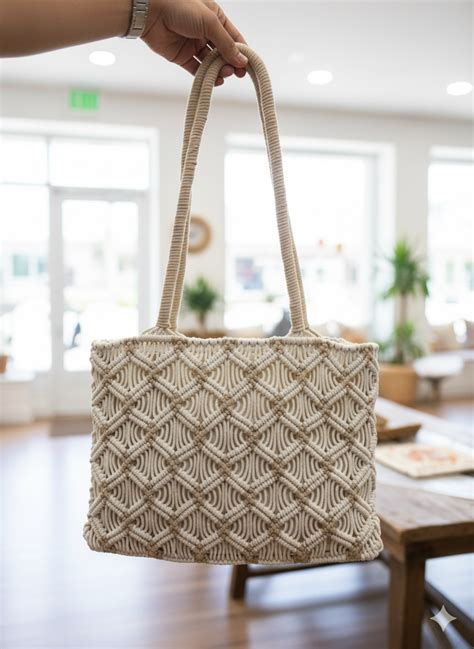 Beige Macrame Tote Bag – Twamev Homes