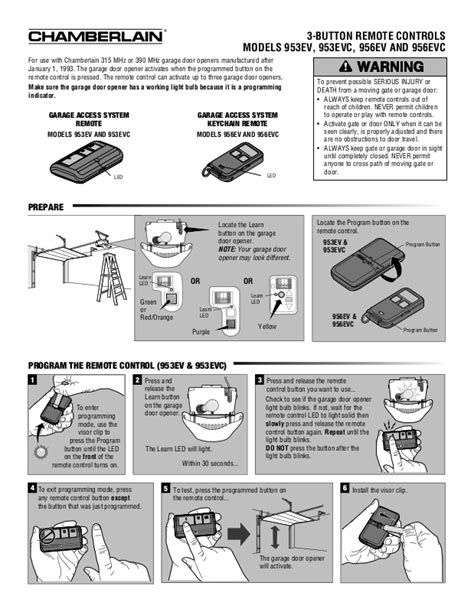 Chamberlain Remote 953Estd Programming 的图像结果