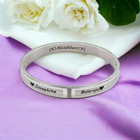 Classic CZ Stainless Steel Personalized Engraved Kada Bangle – ZIVOM