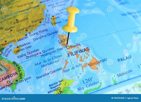 Philippines Pinned on a Map of Asia Stock Photo - Image of color, philipines: 95535300