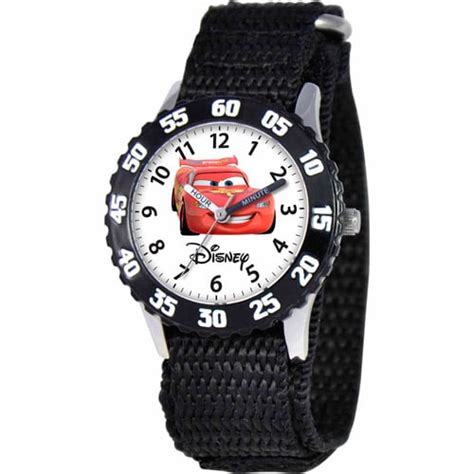 Buy Disney Cars Lightning McQueen Boys Stainless Steel Watch, Black ...