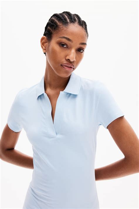 Bodycon polo dress - Light blue - Ladies | H&M IN
