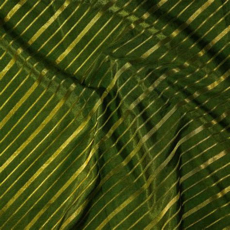 Satin Brocade Mehendi Green With Gold Slant Weaves Woven Fabric – Sanskruti