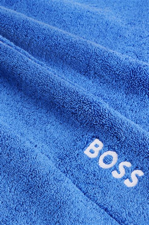 BOSS - Cotton bath mat with contrast logo embroidery - Blue