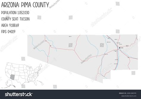 Large Detailed Map Pima County Arizona Stock Vector (Royalty Free ...