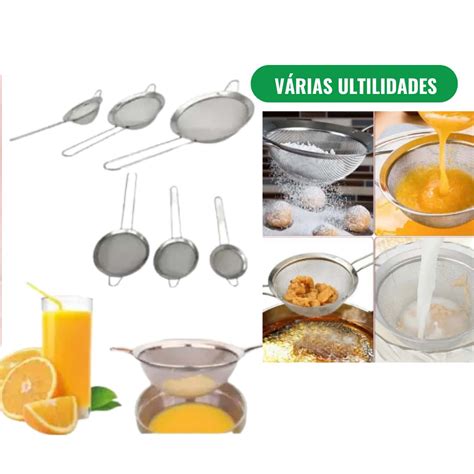 Peneira 10cm coador aço inox manual para cozinha restaurante ...