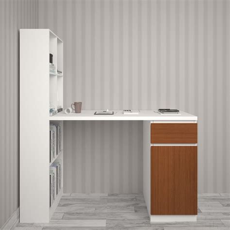 Study Table, Wood & White Color Study Table, Study Table with Open She ...