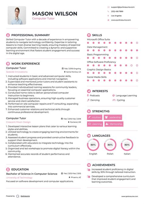 Image result for Computer Tutor Resume