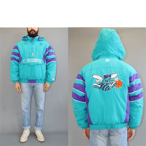 90s Charlotte Hornets Pullover Starter Jacket Vintage