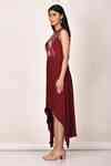 Buy Maroon Double Georgette Embroidered Sequin Work High Neck ...