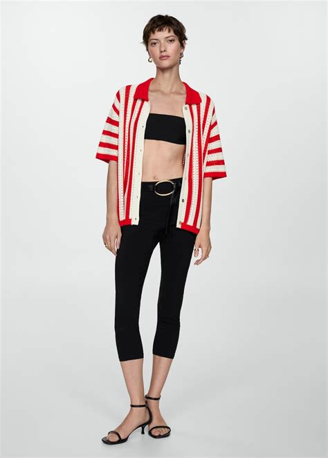 Striped openwork cardigan - Women | MANGO United Kingdom