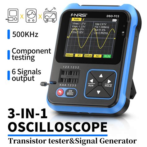 FNIRSI-500KHZ2-4-IncHandheld-Digital-Oscilloscope-1CH-3in1-Multifunctional-Transistor-Tester-DIY ...