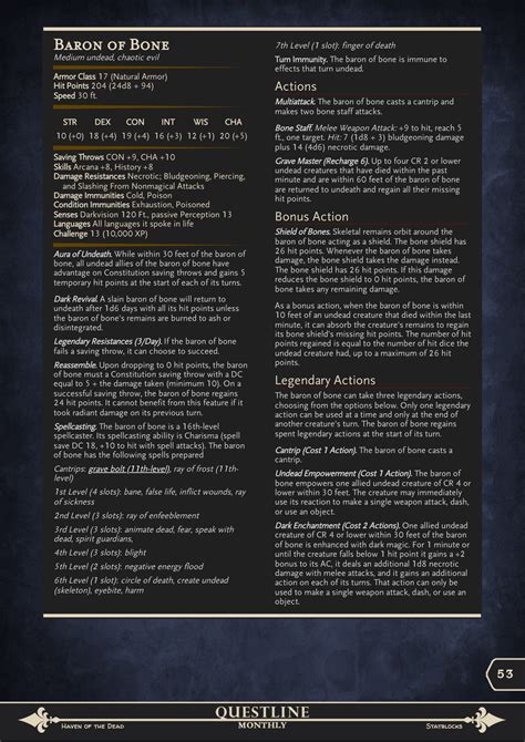 Baron of Bone - Risen to Rule for Eternity [Questline Monthly] : r ...