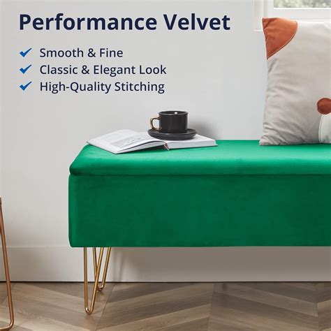 Buy Cozy Castle Velvet Storage Bench, 43.3 Upholstered Entryway Bench ...