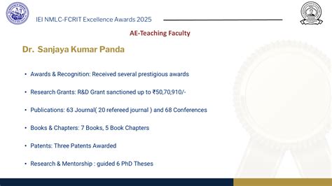 Past Awardees- IEI-BLC FCRIT