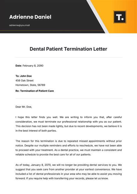 Dental Patient Dismissal Letter Template Pdf Free - Infoupdate.org
