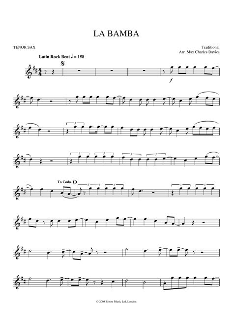La Bamba Sheet Music | Ritchie Valens | Tenor Sax PlayAlong