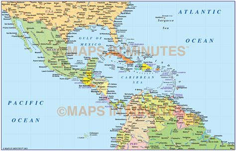 Central America & Caribbean Basic Political Map @10m scale in illustrator and pdf formats