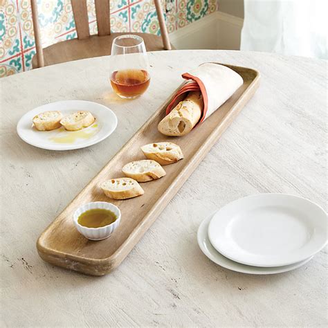 Jillian Long Mango Wood Tray for Drinks & Canapes with Whitewash Finish