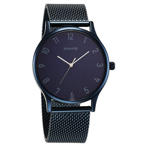 Buy Online Sonata Blues Quartz Analog Blue Dial Metal Strap Watch for ...
