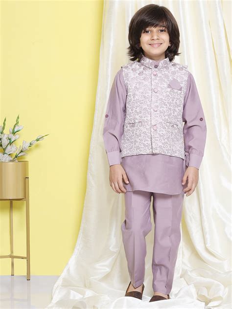 Kids Boys Purple Solid Cotton Blend Suit Set – AJ Dezines