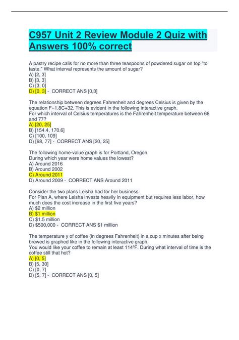 C957 Unit 2 Review Module 2 Quiz with Answers 100% correct.LATEST 2022 ...