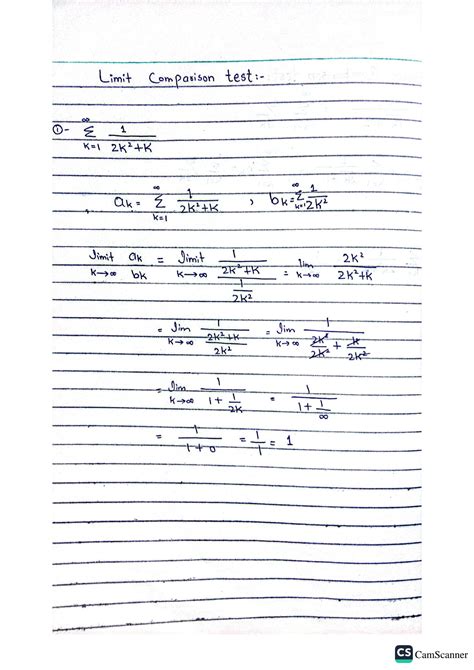 SOLUTION: Limit comparison test ratio test root test - Studypool