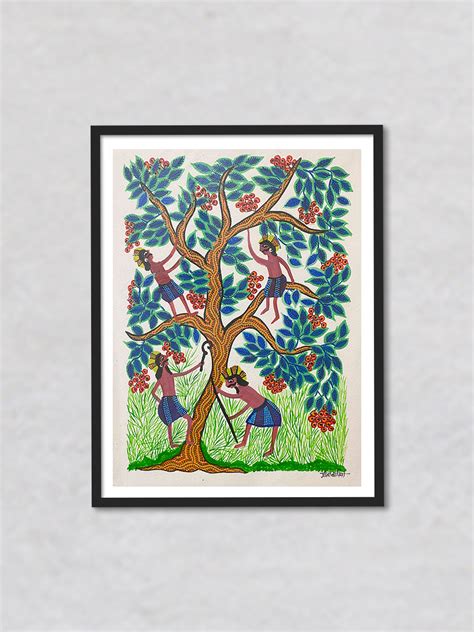 Tribal People with a Tree | Bhil Art by Geeta Bariya | MeMeraki