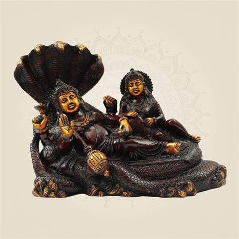 Brass Vishnu Laxmi Statue on Sheshnag – 9.5 Inch Idol