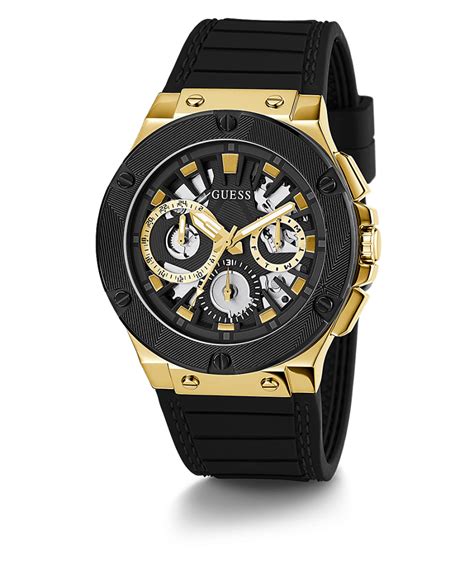 GOLD TONE CASE BLACK SILICONE WATCH
