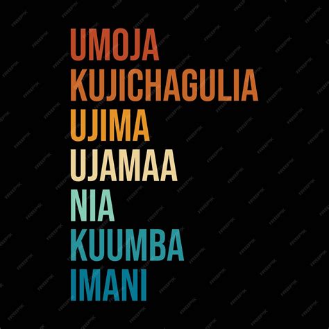 Umoja kujichagulia ujima ujamaa nia kuumba imani | Premium Vector