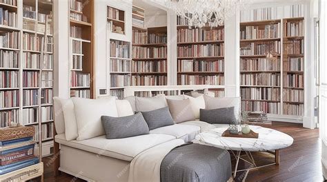 Premium Photo | Luxury modern Design a home library with floor to ...